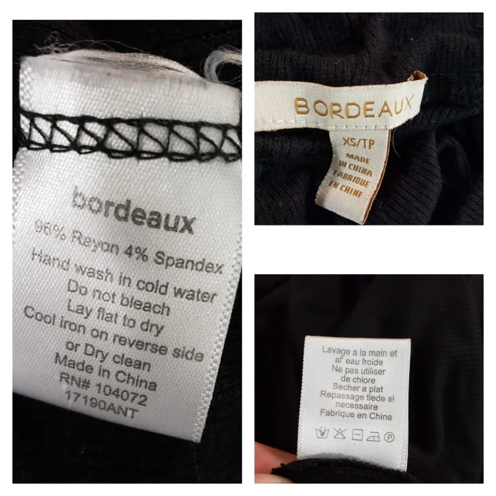 Bordeaux Anthropologie Abbie Black Cowl Neck Ribbed Oversize Sweater Sz XS - Picture 5 of 5